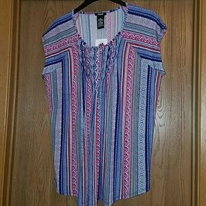 Pleated front print top